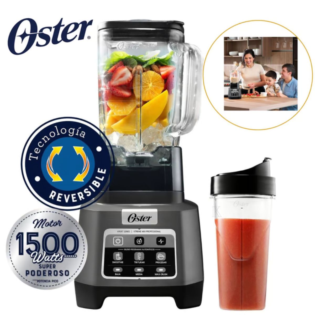 OSTER - Licuadora Oster Profesional 1500w Xtreme Mix 2L y vaso Blend & Go