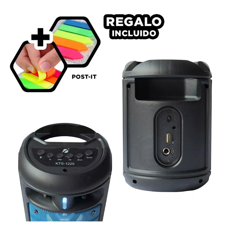 GENERICO - Reproductor con Bluetooth y USB Negro Y+Post-it Adhesivos