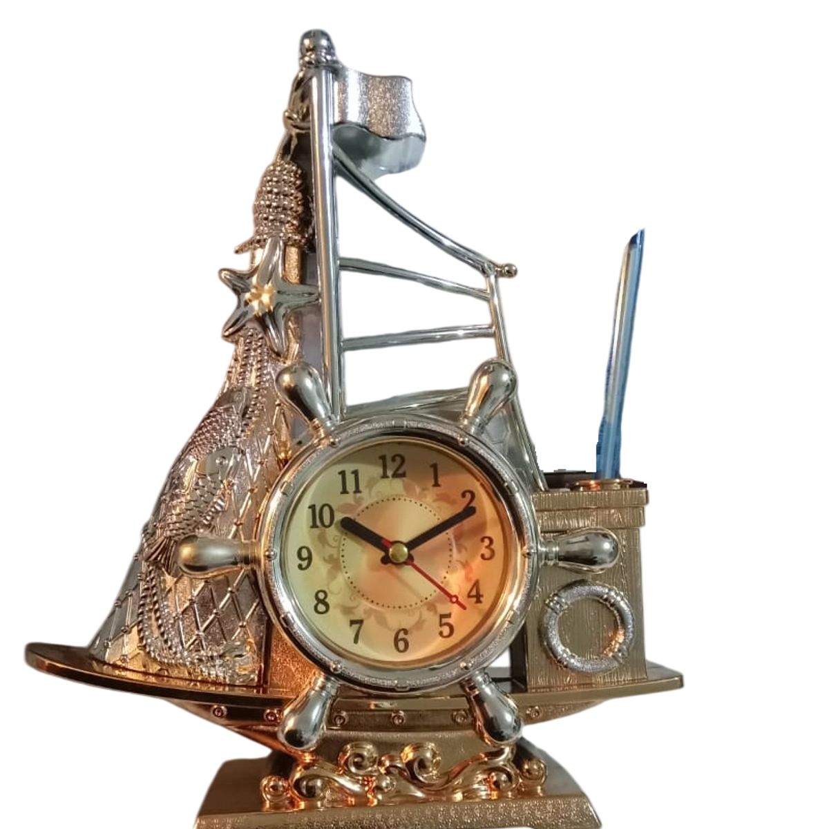 GENERICO - Reloj con portalápices analógico con alarma y decorativo