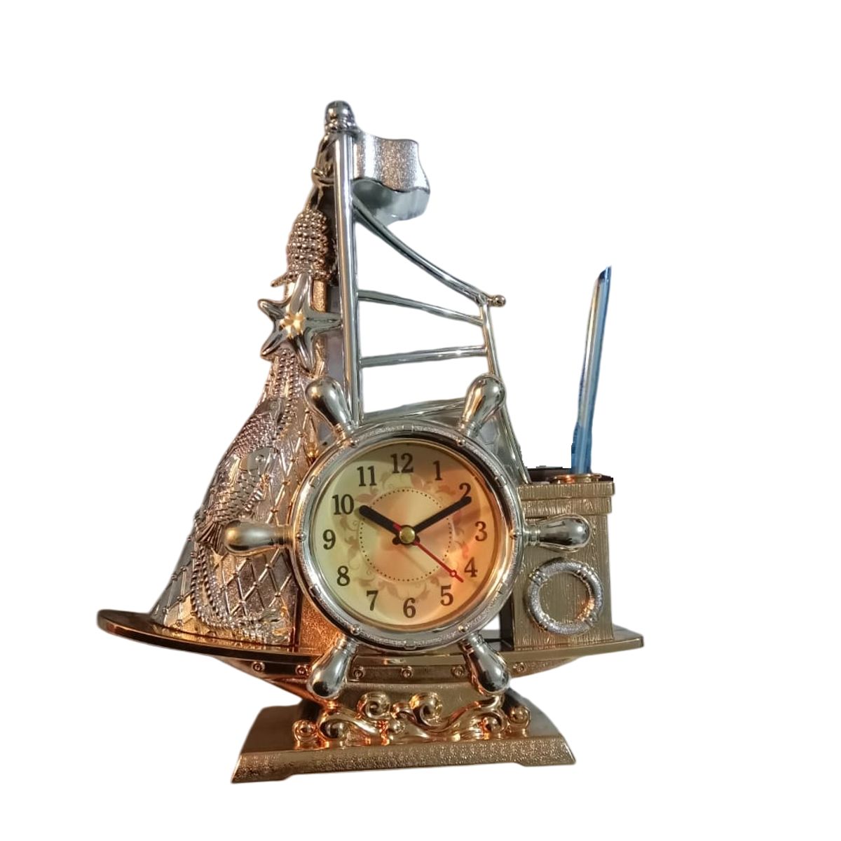 GENERICO - Reloj con portalápices analógico con alarma y decorativo