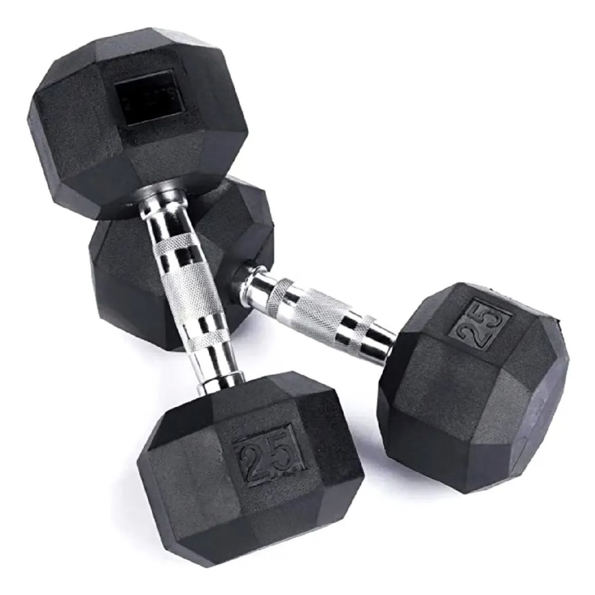 GENERICO - Par Mancuernas Pesas Cromadas Hexagonales De Caucho 2.5 Kg