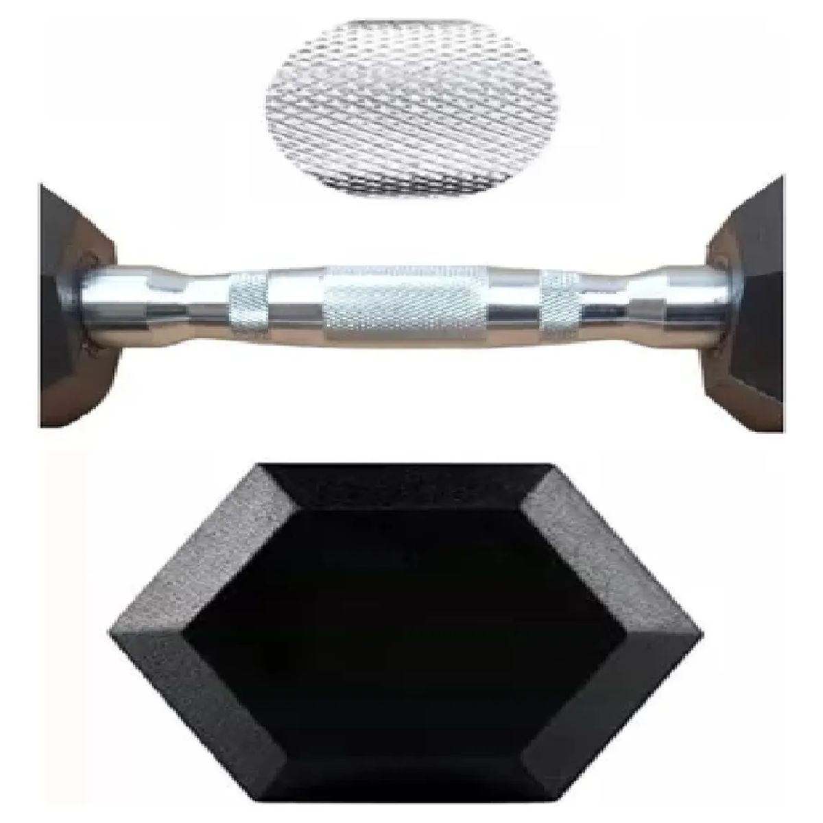 GENERICO - Par Mancuernas Pesas Cromadas Hexagonales De Caucho 2.5 Kg