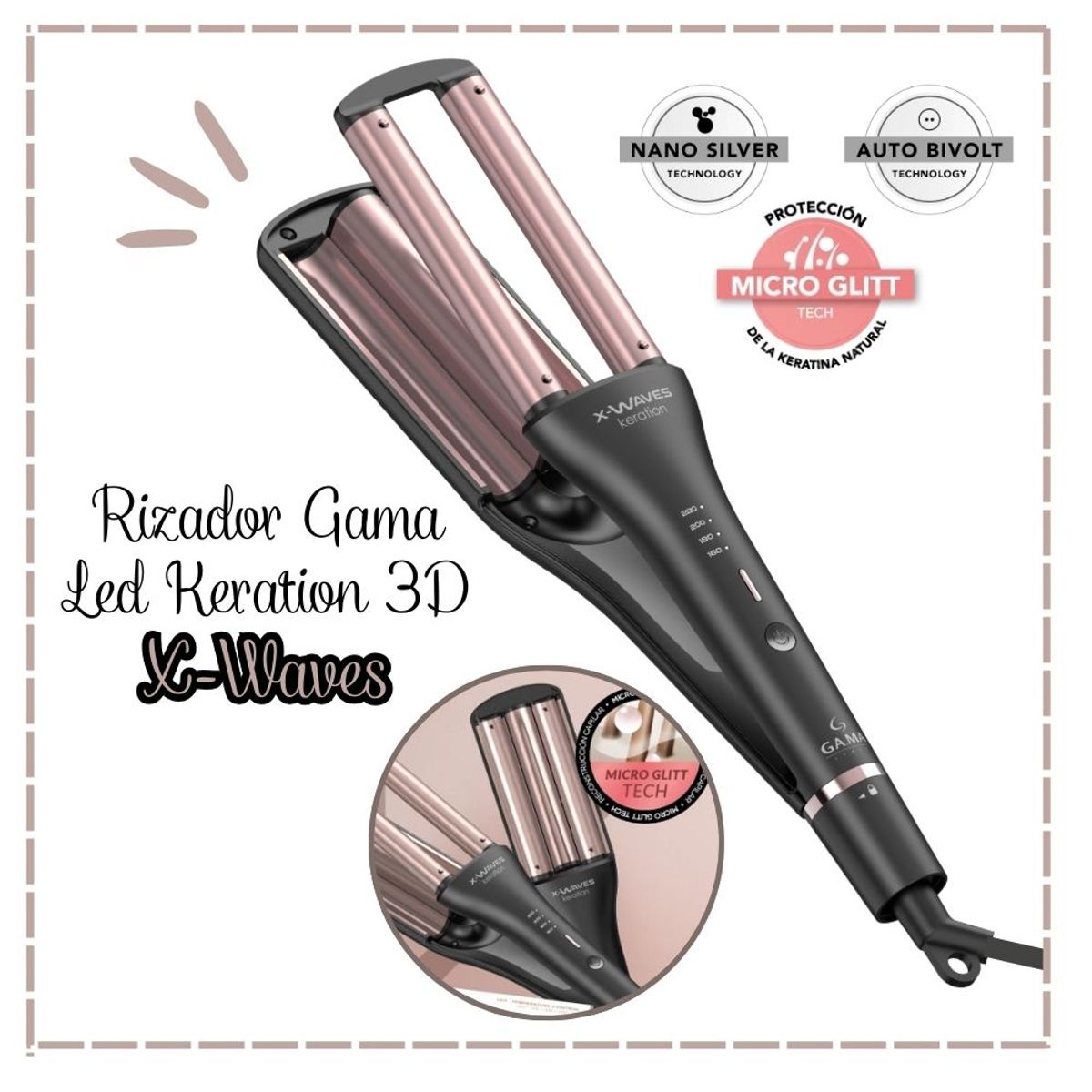 GAMA - Rizador de 3 tubos Gama Led Keration X-WAVE 3D