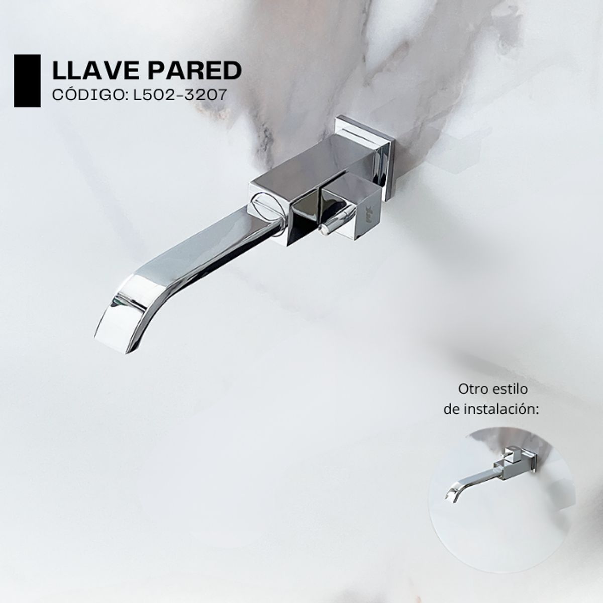 XM - LLAVE PARA LAVATORIO PARED CROMADO L5027-320