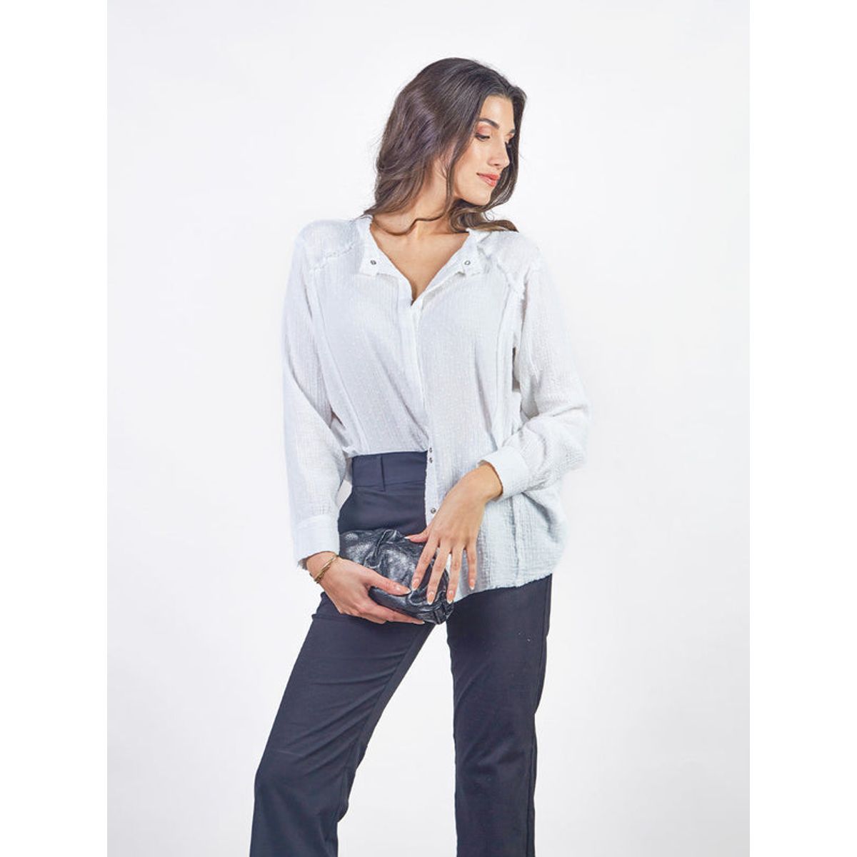 MICHELLE BELAU - SOLEIL - BLUSA MANGA LARGA CUELLO NERU