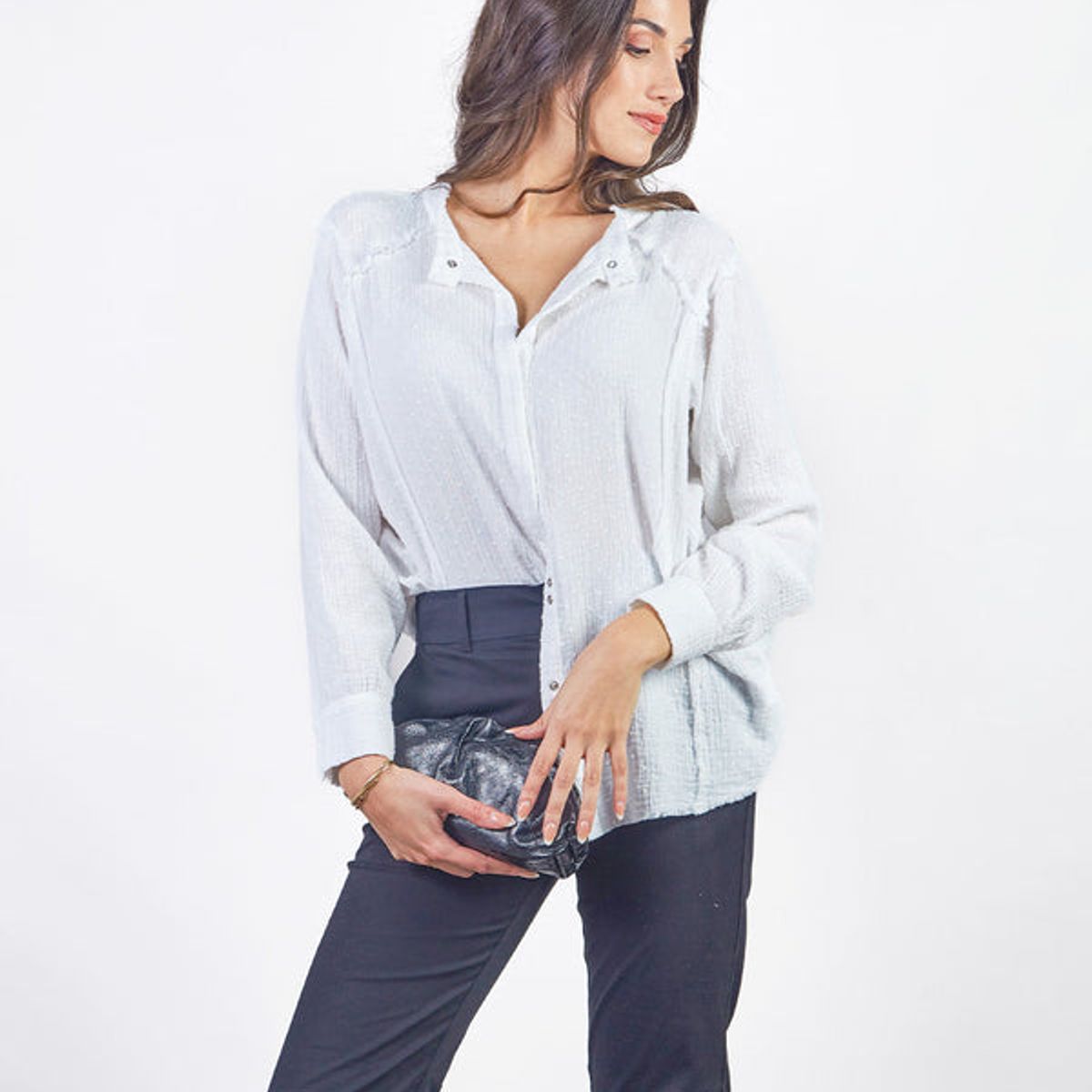 MICHELLE BELAU - SOLEIL - BLUSA MANGA LARGA CUELLO NERU