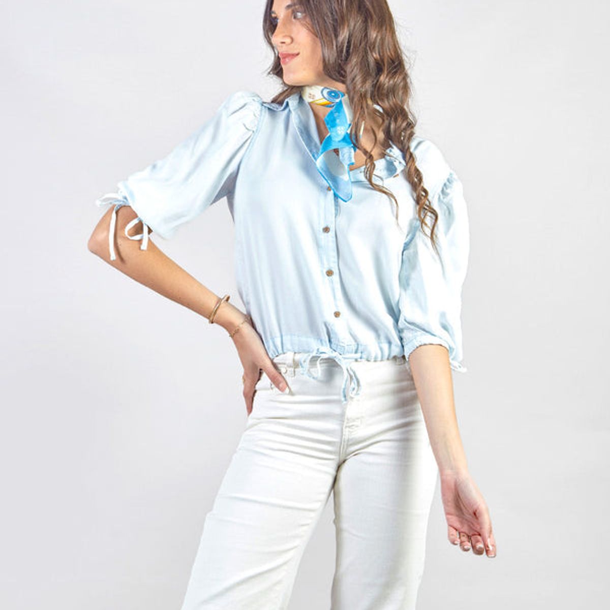 MICHELLE BELAU - MIRANDA - BLUSA DENIM MANGA AL CODO