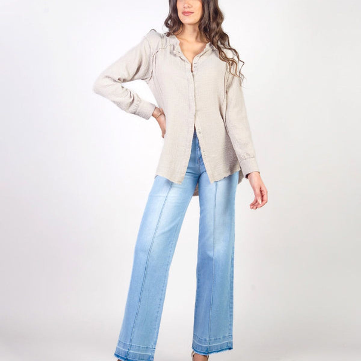 MICHELLE BELAU - SOLEIL - BLUSA MANGA LARGA CUELLO NERU