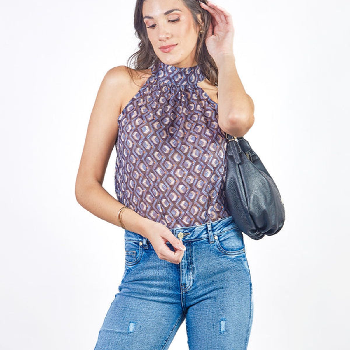 MICHELLE BELAU - BRISA - BLUSA SIN MANGAS CON CUELLO HALTER