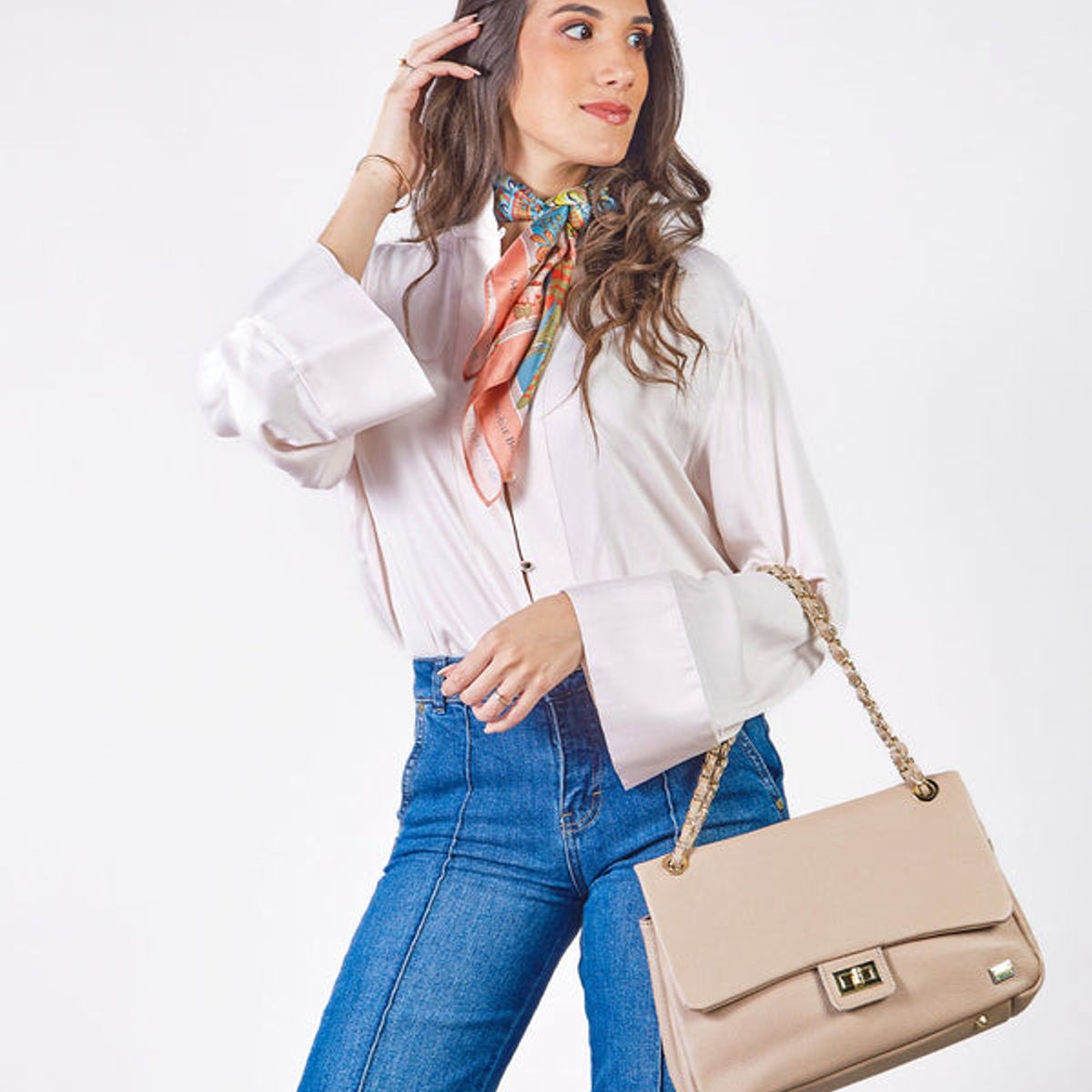 MICHELLE BELAU - AIDA - BLUSA MANGA LARGA CUELLO NERÚ