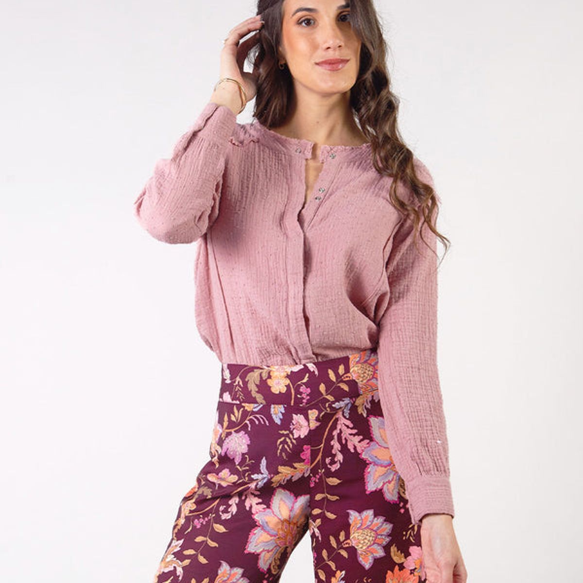 MICHELLE BELAU - SOLEIL - BLUSA MANGA LARGA CUELLO NERU