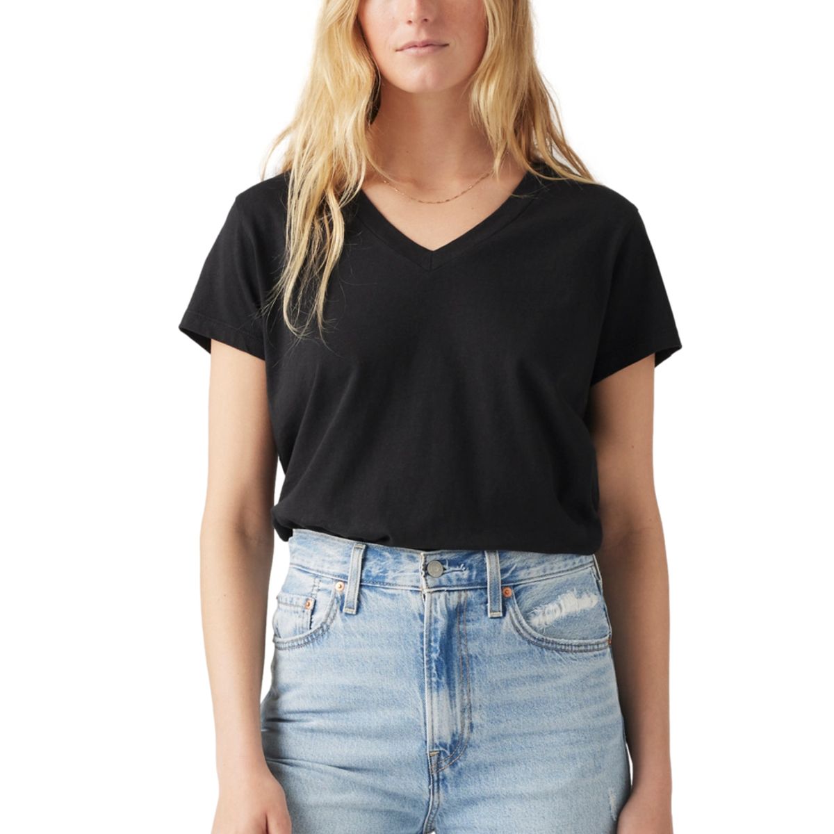 LEVIS - Polo Mujer Boxy Vneck Tee Negro Levis