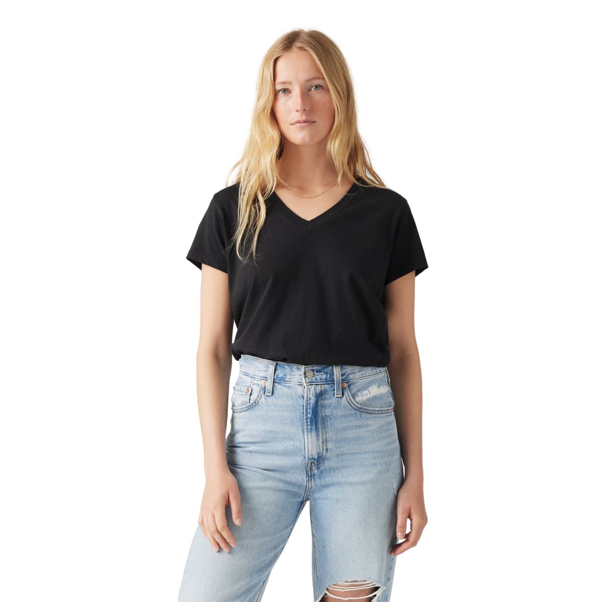 LEVIS - Polo Mujer Boxy Vneck Tee Negro Levis