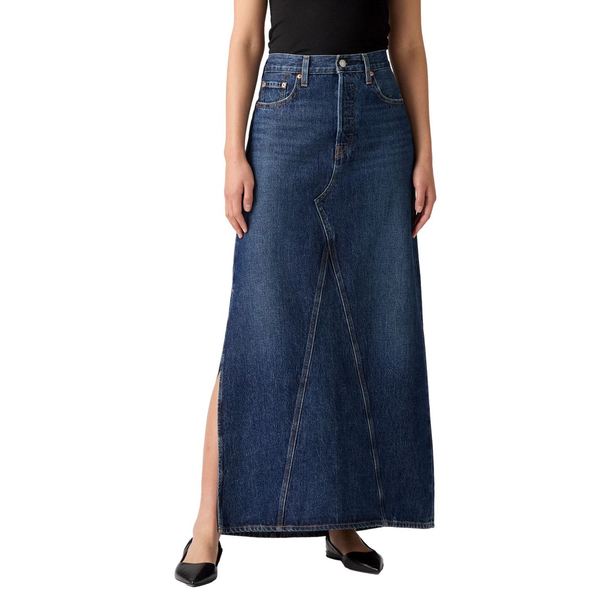 LEVIS - Falda Mujer Iconic Long Skirt W/slit Azul Levis
