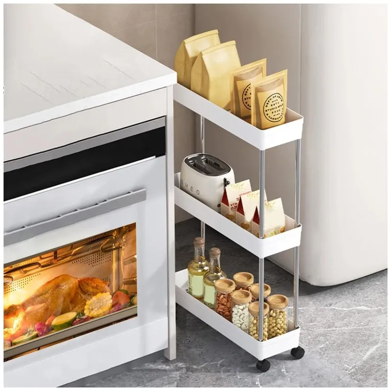 GENERICO - Carrito Organizador de Cocina 3 Niveles con Ruedas 60x37x13cm Blanco