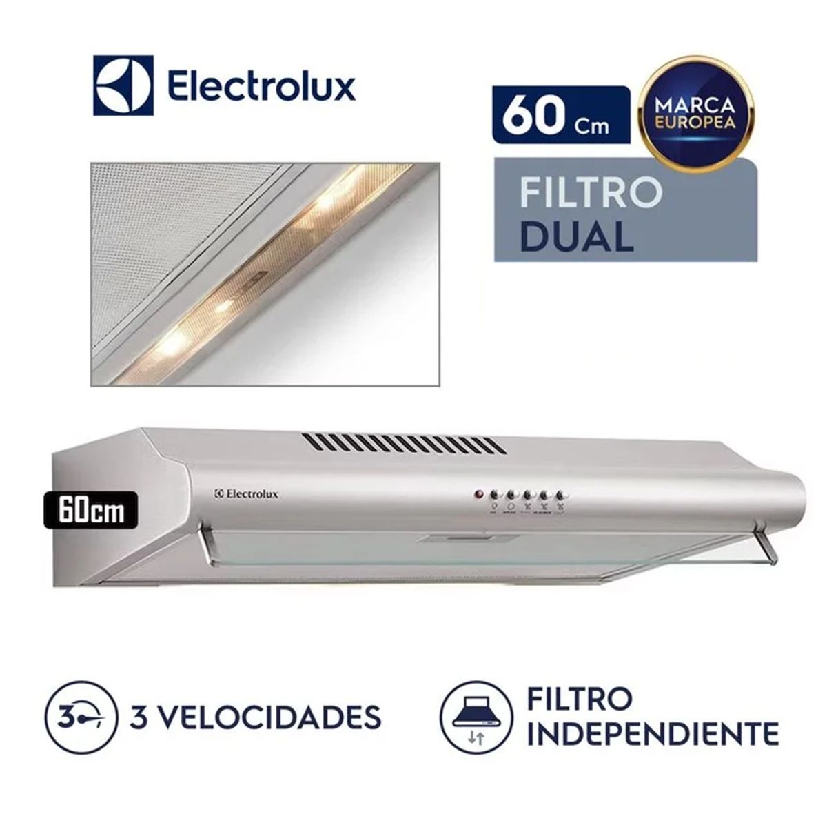ELECTROLUX - Campana Extractora EJSE242TBIS 3 velocidades