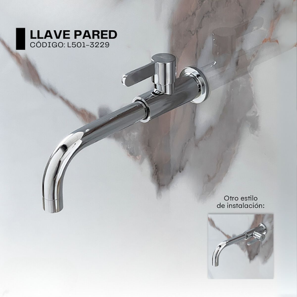 XM - LLAVE PARA LAVATORIO PARED CROMADO L501-3229