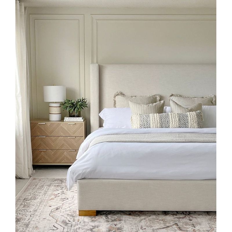 GENERICO - Cama Box Tarima + Cabecera Lina Beige 1.5 plazas