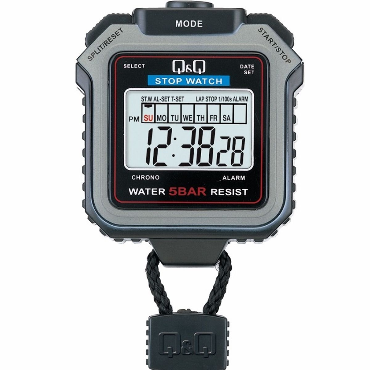 Q&Q - Cronómetro QQ HS43 Fechador Alarma Resolución 01100 Gris