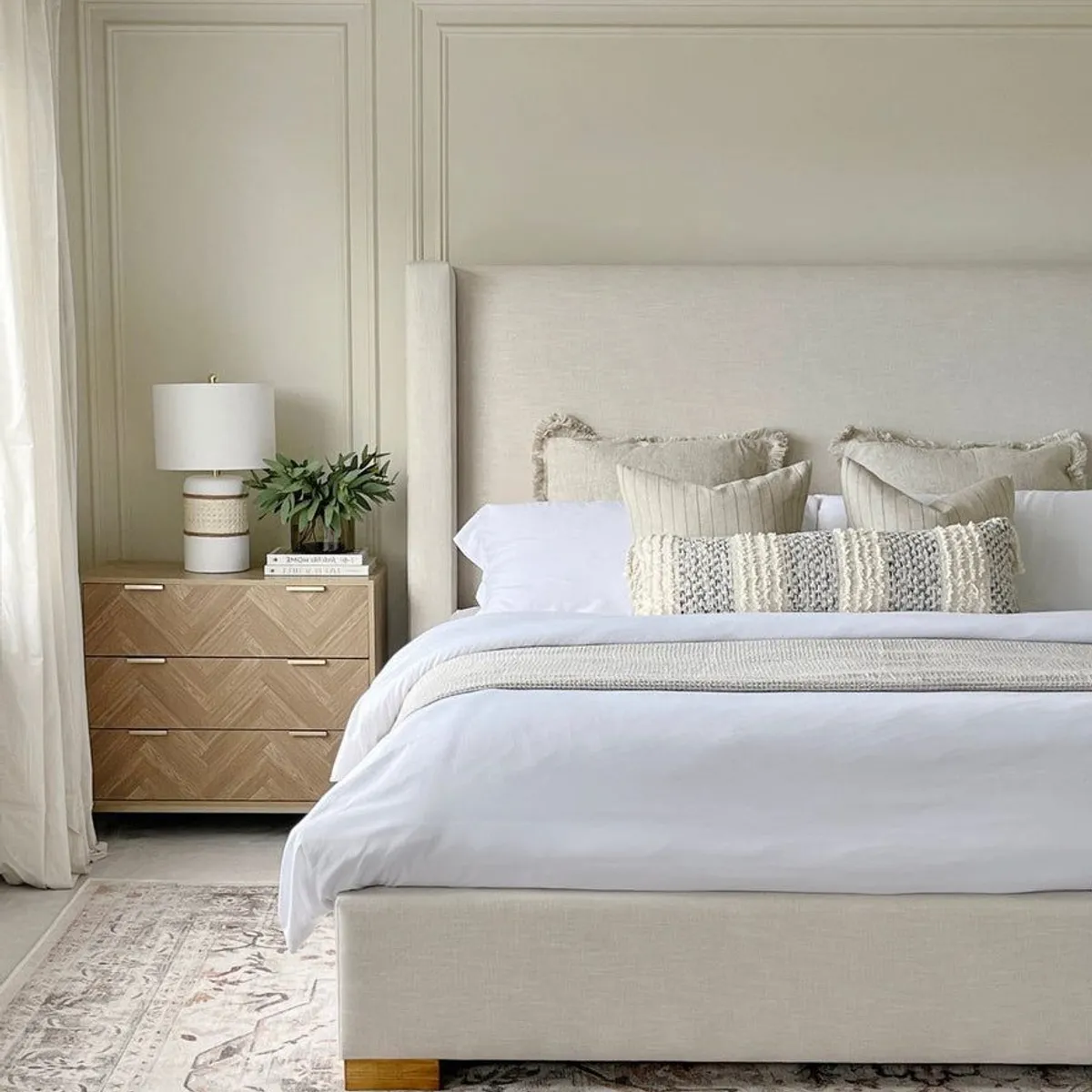 GENERICO - Cama Box Tarima + Cabecera Lina Beige 2 plazas