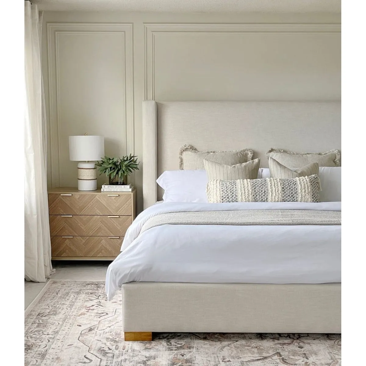 GENERICO - Cama Box Tarima + Cabecera Lina Beige 2 plazas