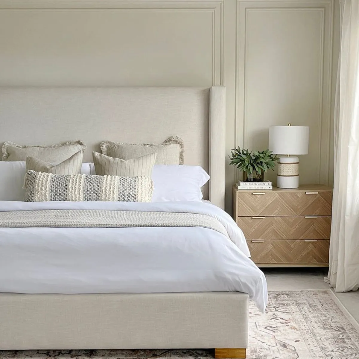 GENERICO - Cama Box Tarima + Cabecera Lina Beige Queen