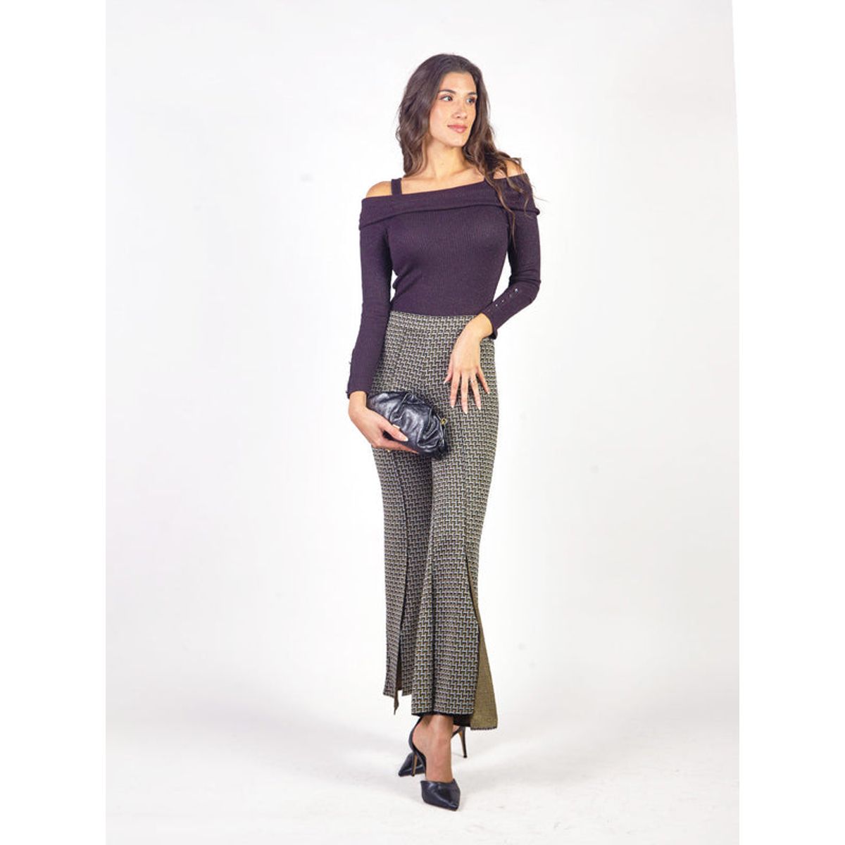 MICHELLE BELAU - ARANTZA - PANTALÓN FLARE CON ESTAMPADO GEOMÉTRICO