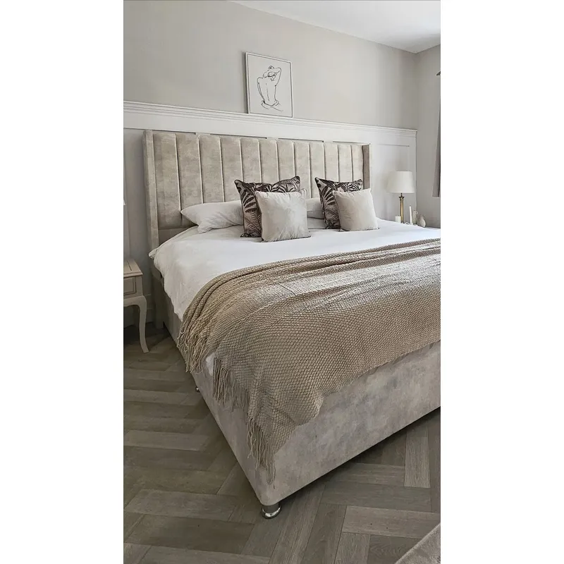 GENERICO - Cama Box Tarima + Cabecera Sole Beige Queen