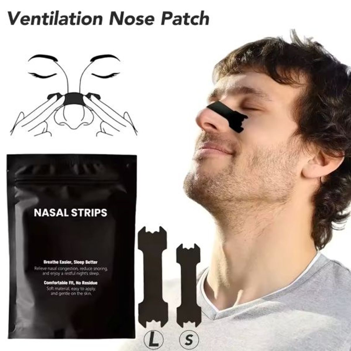 GENERICO - Tiras Nasales Dilatador Anti ronquido Extra Resistente Deportivo L