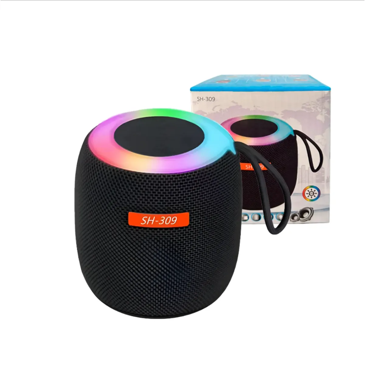 GENERICO - Mini Parlante Portátil SH-309 Bluetooth Con Luz LED - Negro
