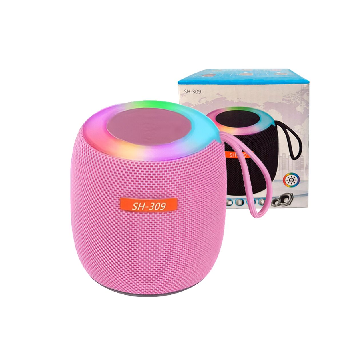 GENERICO - Mini Parlante Portátil SH-309 Bluetooth Con Luz LED - Rosado