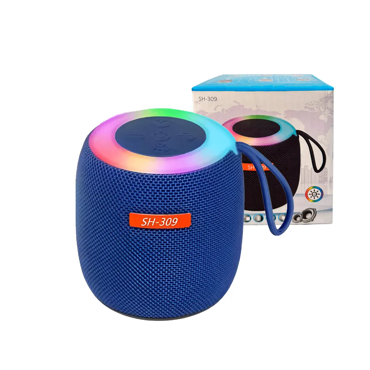 GENERICO - Mini Parlante Portátil SH-309 Bluetooth Con Luz LED - Azul