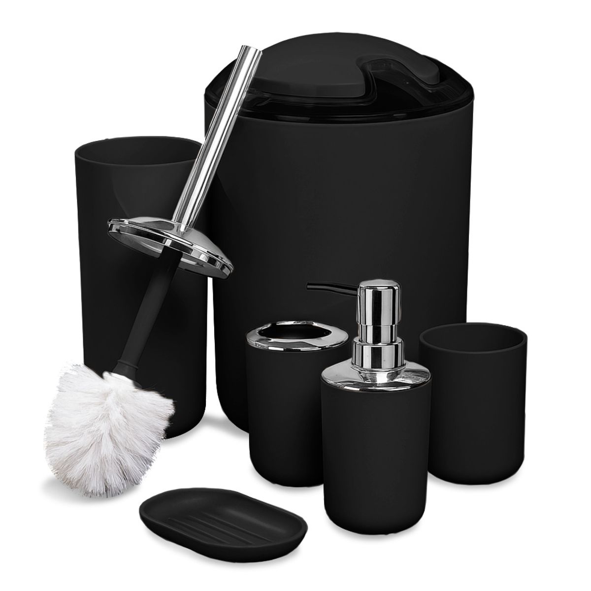 KELLER - Kit de 6 Accesorios de Baño Elegante Negro C25