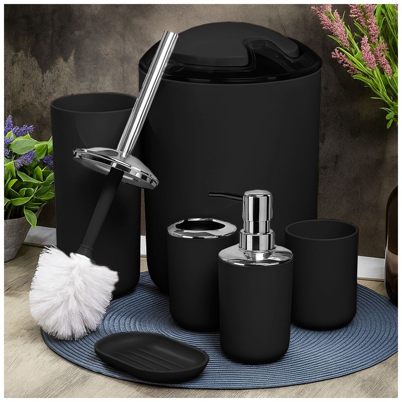 KELLER - Kit de 6 Accesorios de Baño Elegante Negro C25