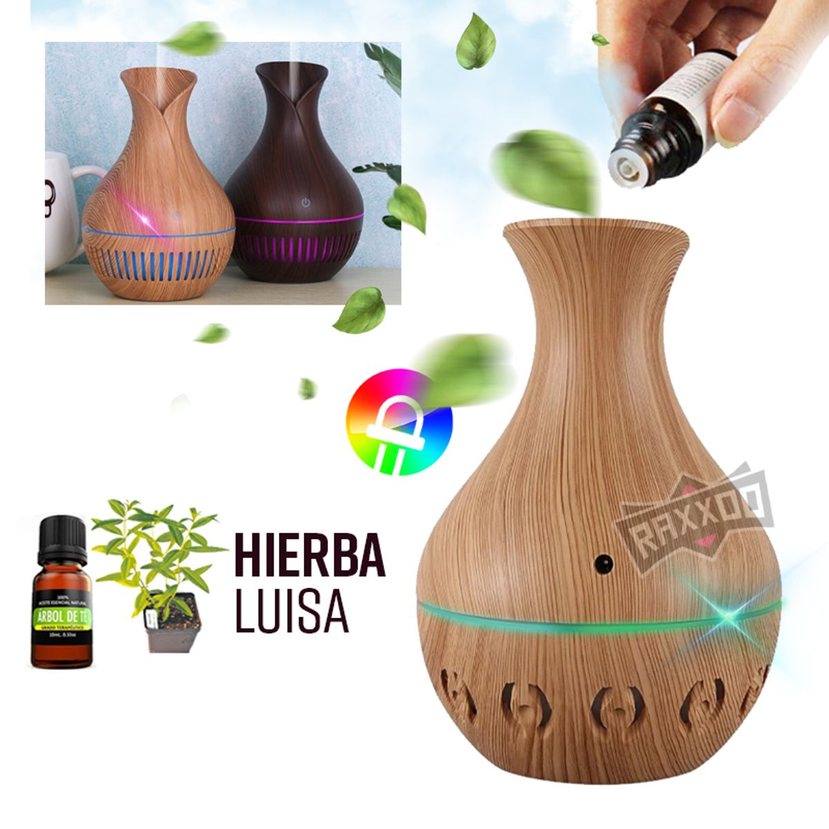 Humidificador Led Purificador con Esencia de Hierba Luisa aromaterapia, marca GENERICO - Foto Principal