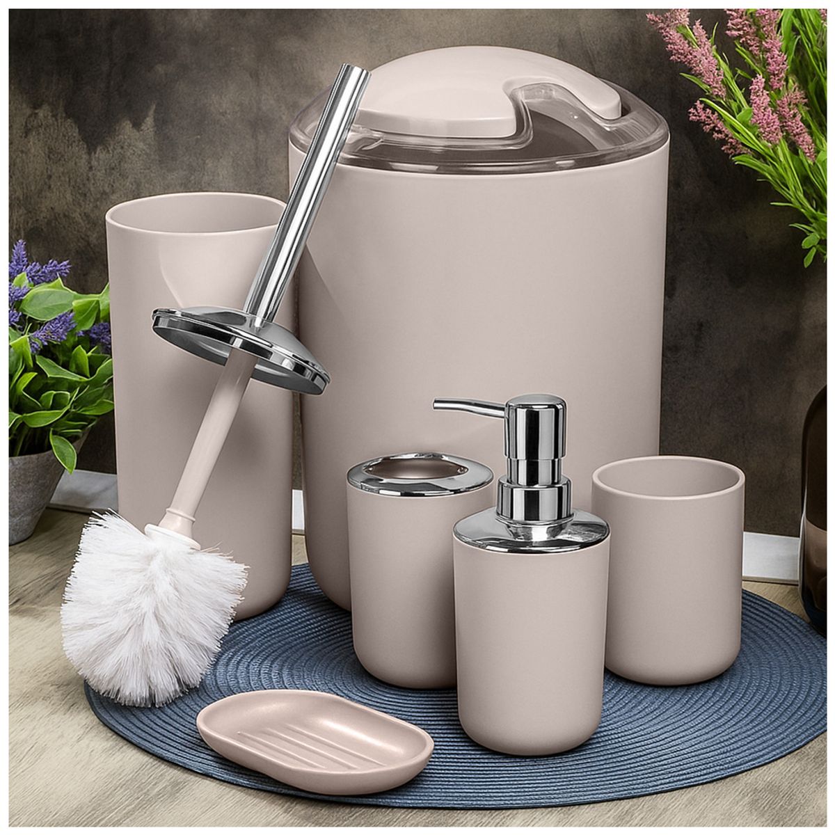 KELLER - Kit de 6 Accesorios de Baño Elegante Camel C25