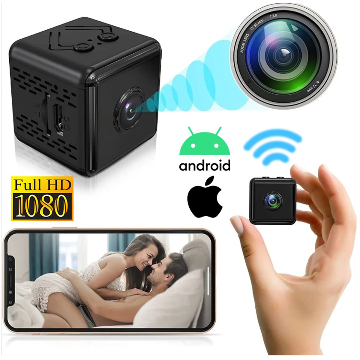 GENERICO - Mini Camara Espía Cuadrada HD con Visión Nocturna