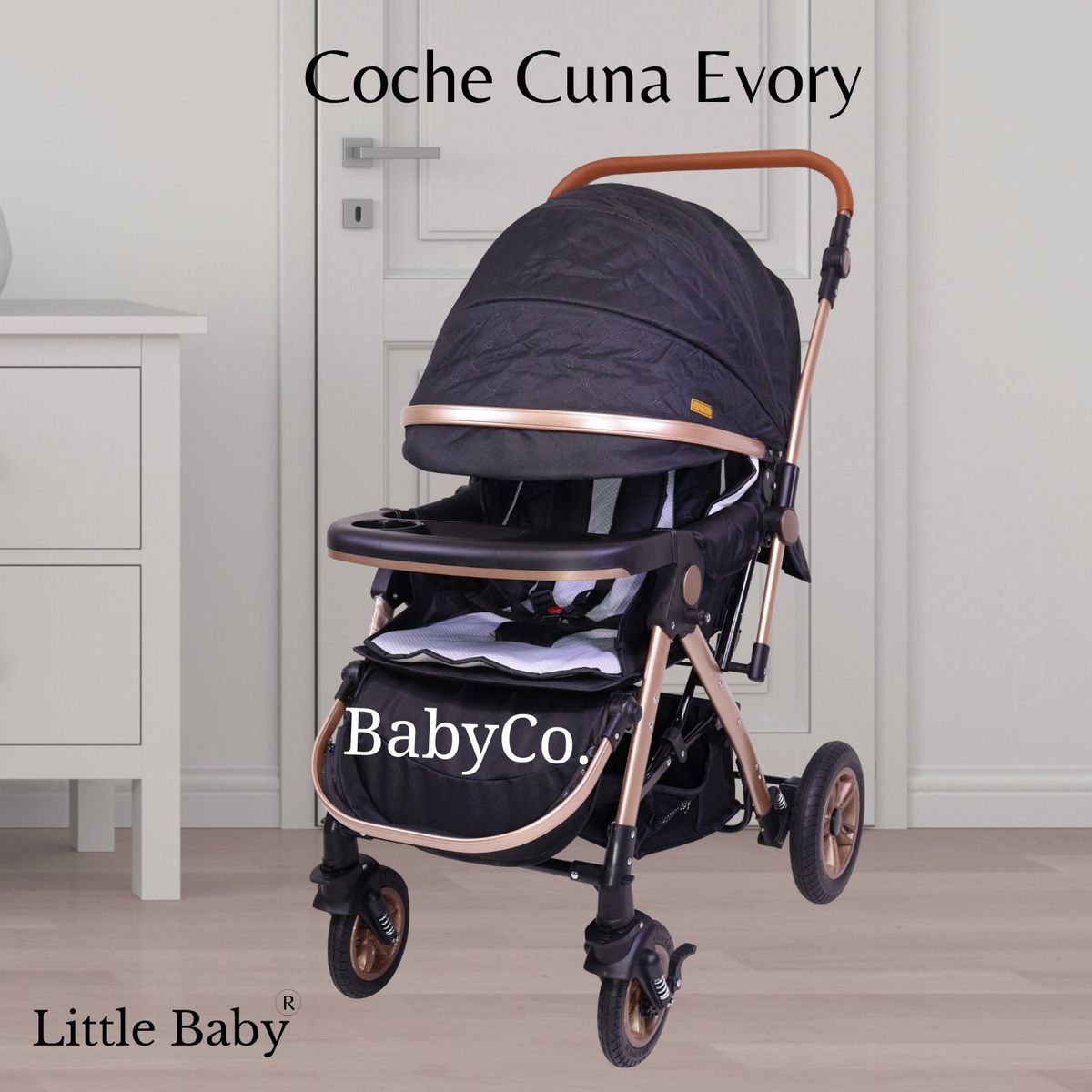 LITTLE - Coche Cuna Para Bebe «EVORY» Negro