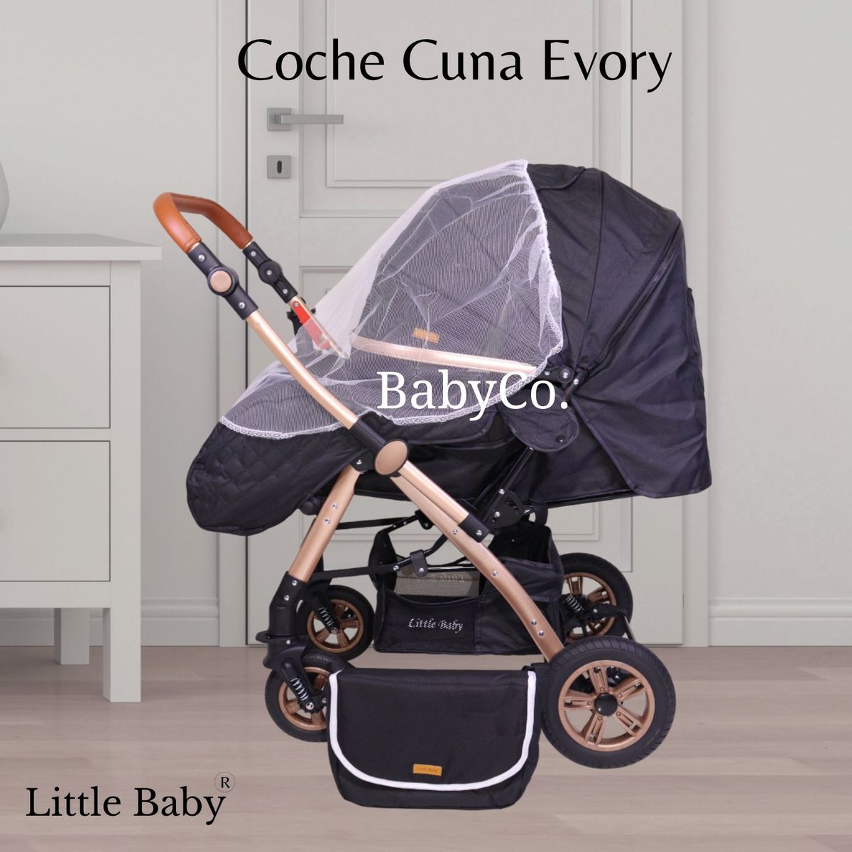 LITTLE - Coche Cuna Para Bebe «EVORY» Negro