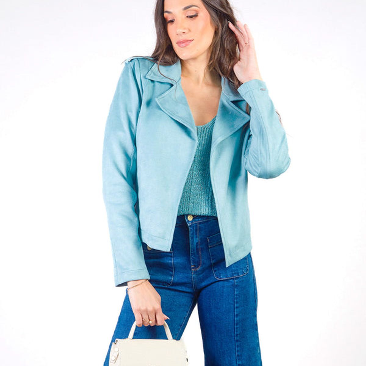 MICHELLE BELAU - TANA - CASACA EN TELA TIPO PIEL DE DURAZNO