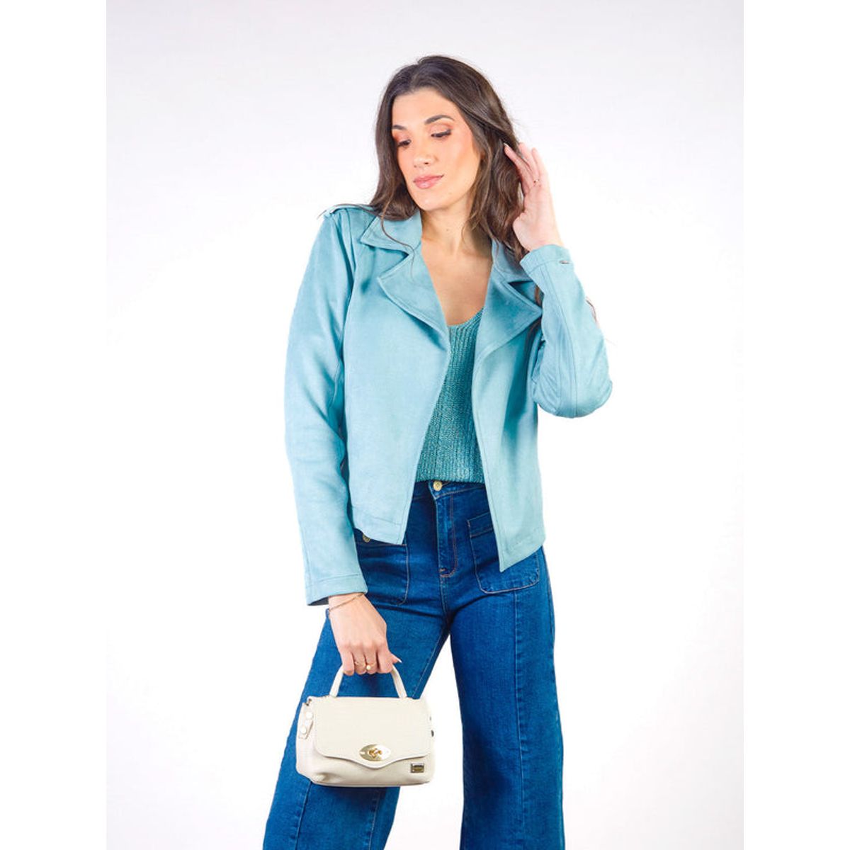 MICHELLE BELAU - TANA - CASACA EN TELA TIPO PIEL DE DURAZNO