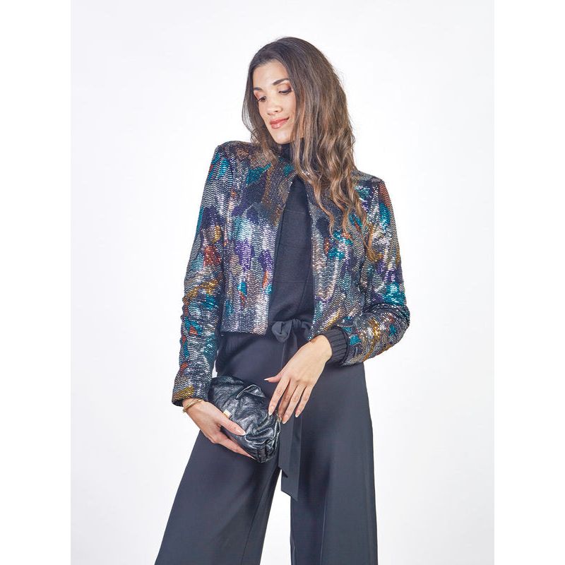 MICHELLE BELAU - LONDON - CASACA DE TELA BRILLOSA