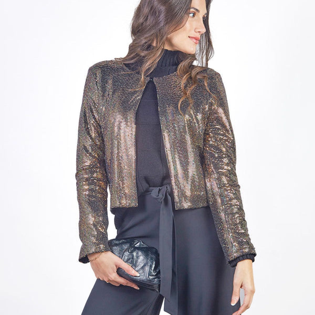 MICHELLE BELAU - CHERYL - CASACA DE TELA BRILLOSA