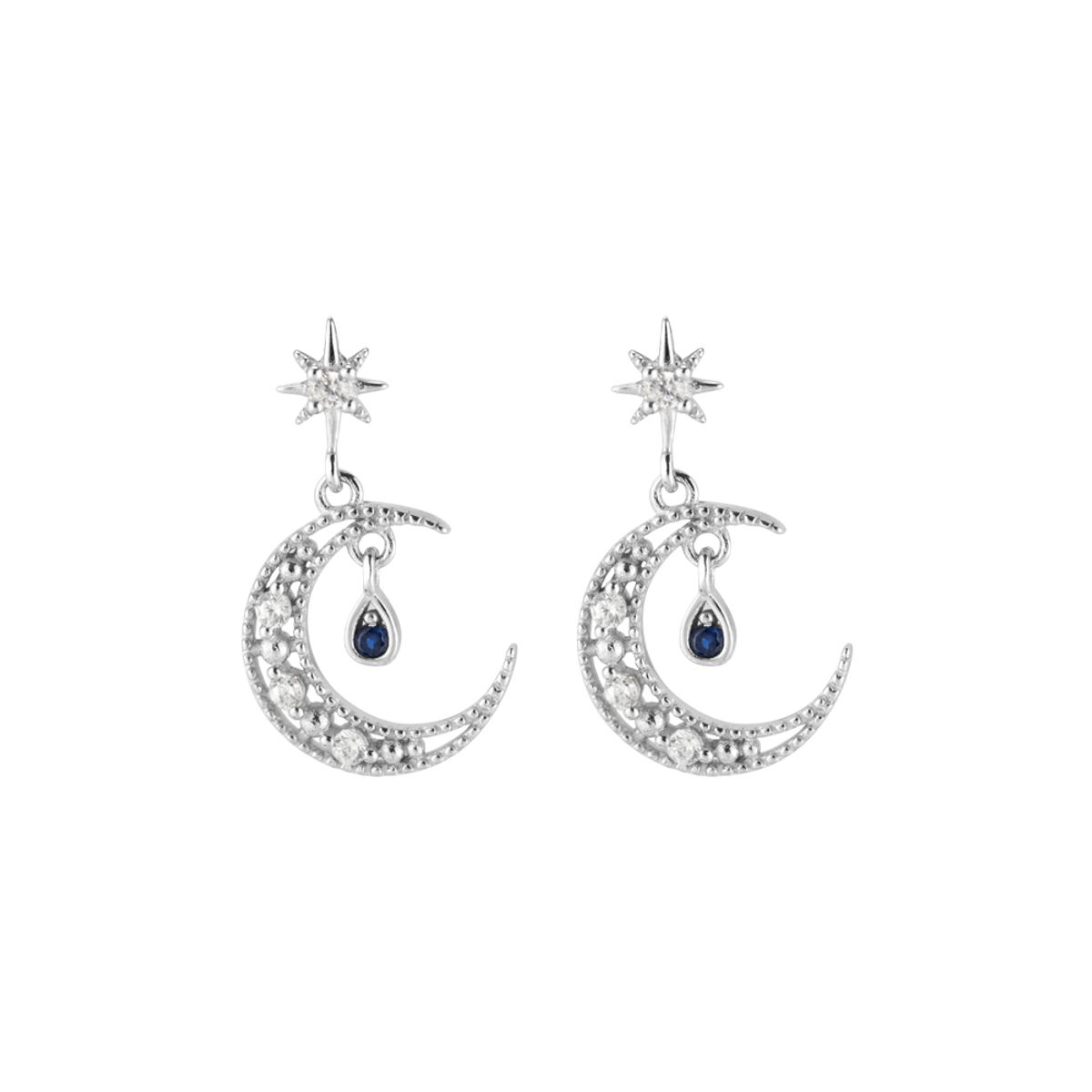 CLEO JOYAS & ACCESORIOS - Arete Luna Silvy Plateado Plata