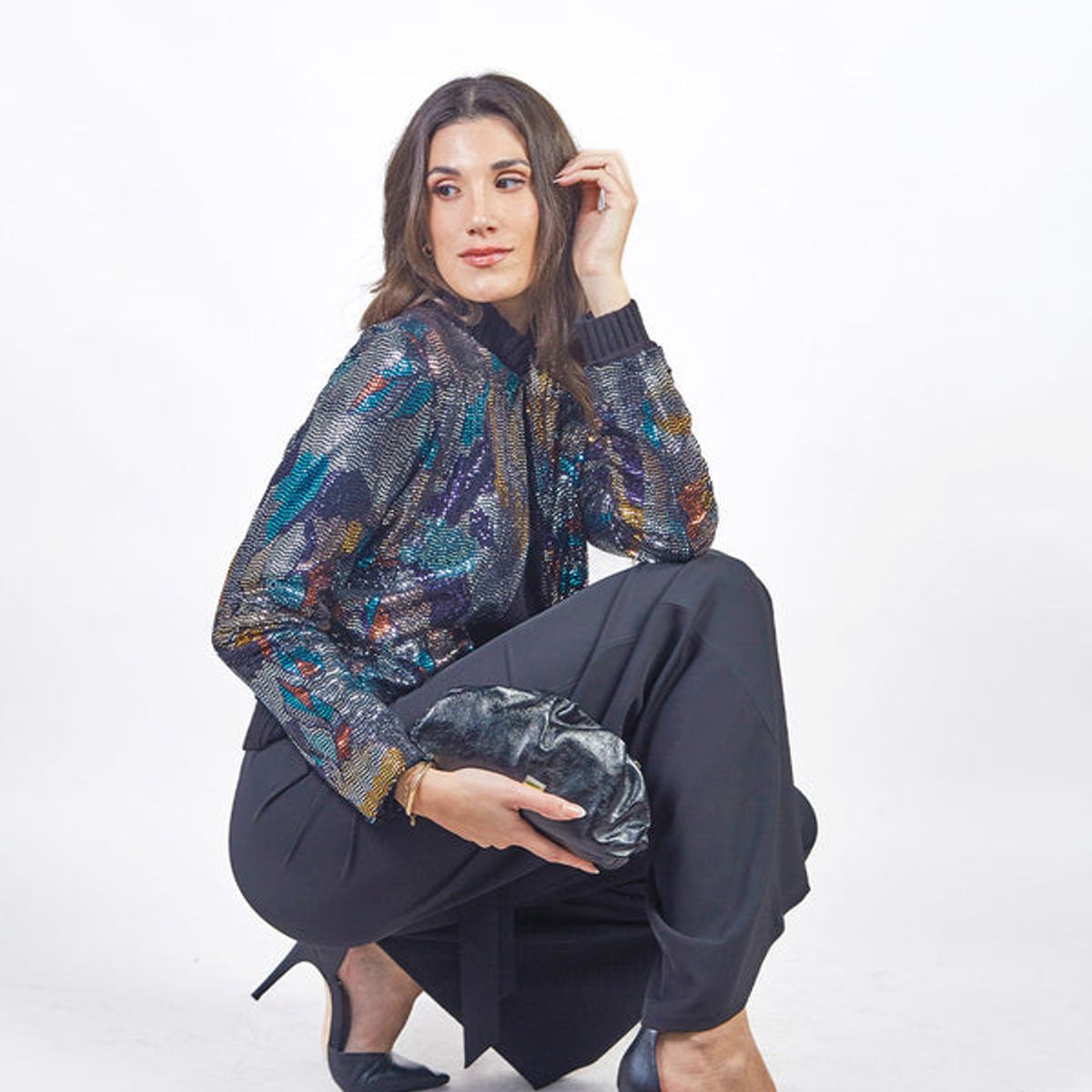 MICHELLE BELAU - LONDON - CASACA DE TELA BRILLOSA