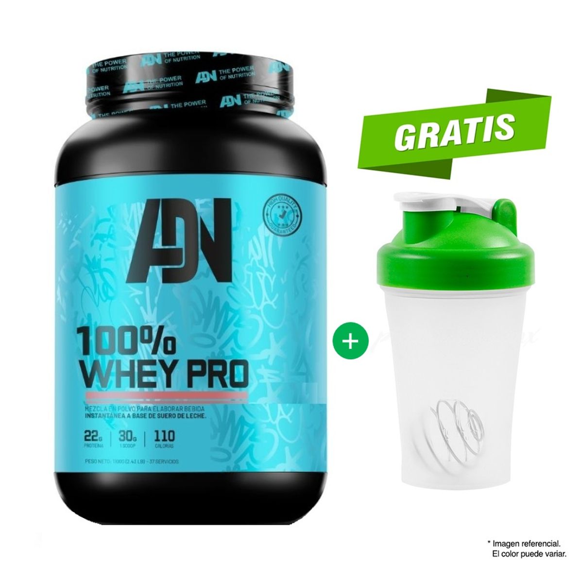 ADN - PROTEÍNA 100% WHEY PRO 1.1 KG VAINILLA - 37 SERVICIOS