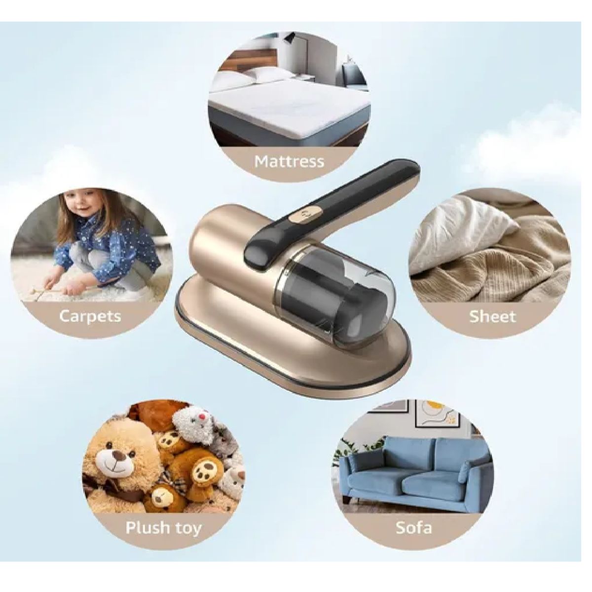 GENERICO - Aspiradora Antiácaro Portátil Recargable Filtro Ultravioleta