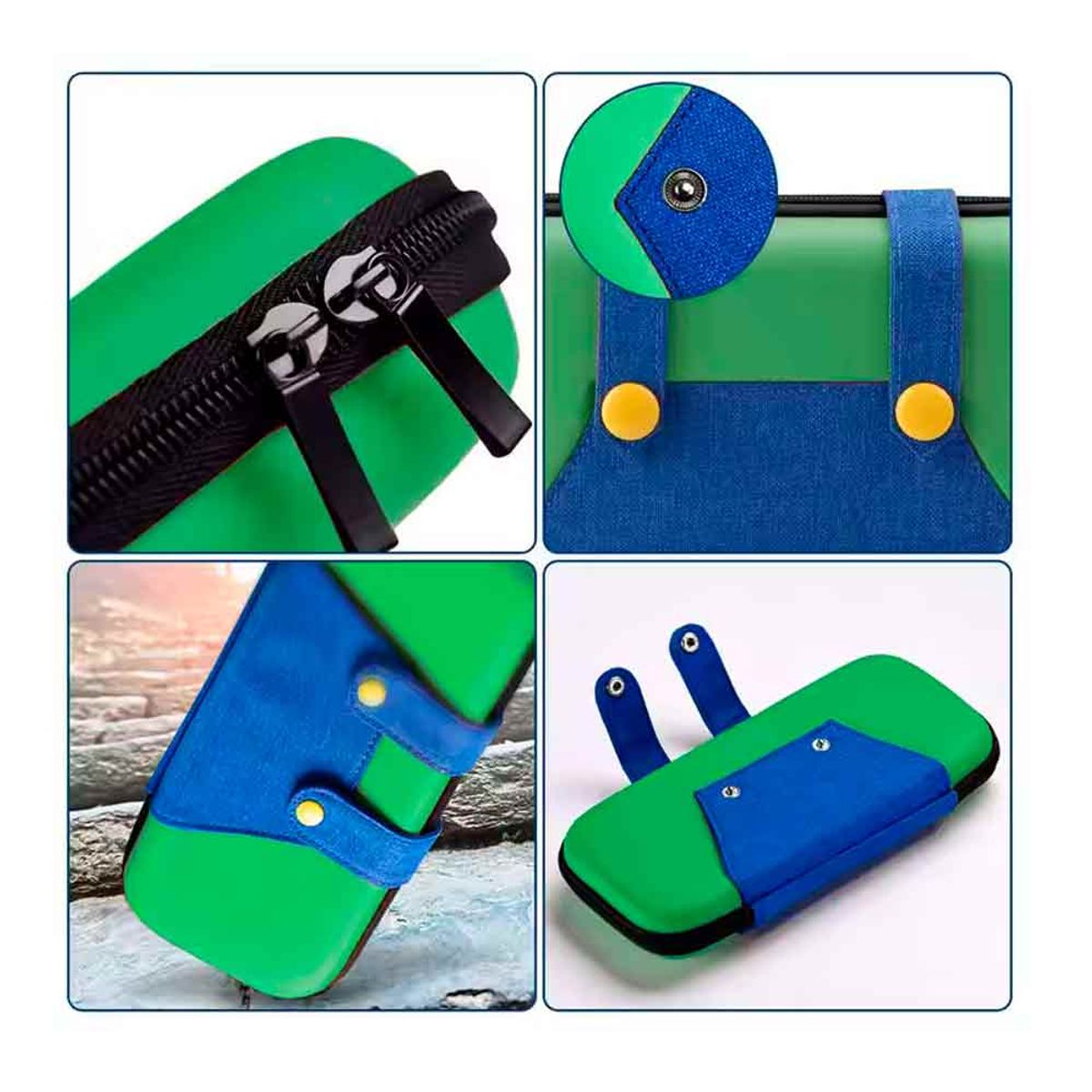 VARIOS - Estuche para Nintendo Switch 2 Rígido Eva Luigi Verde/Azul