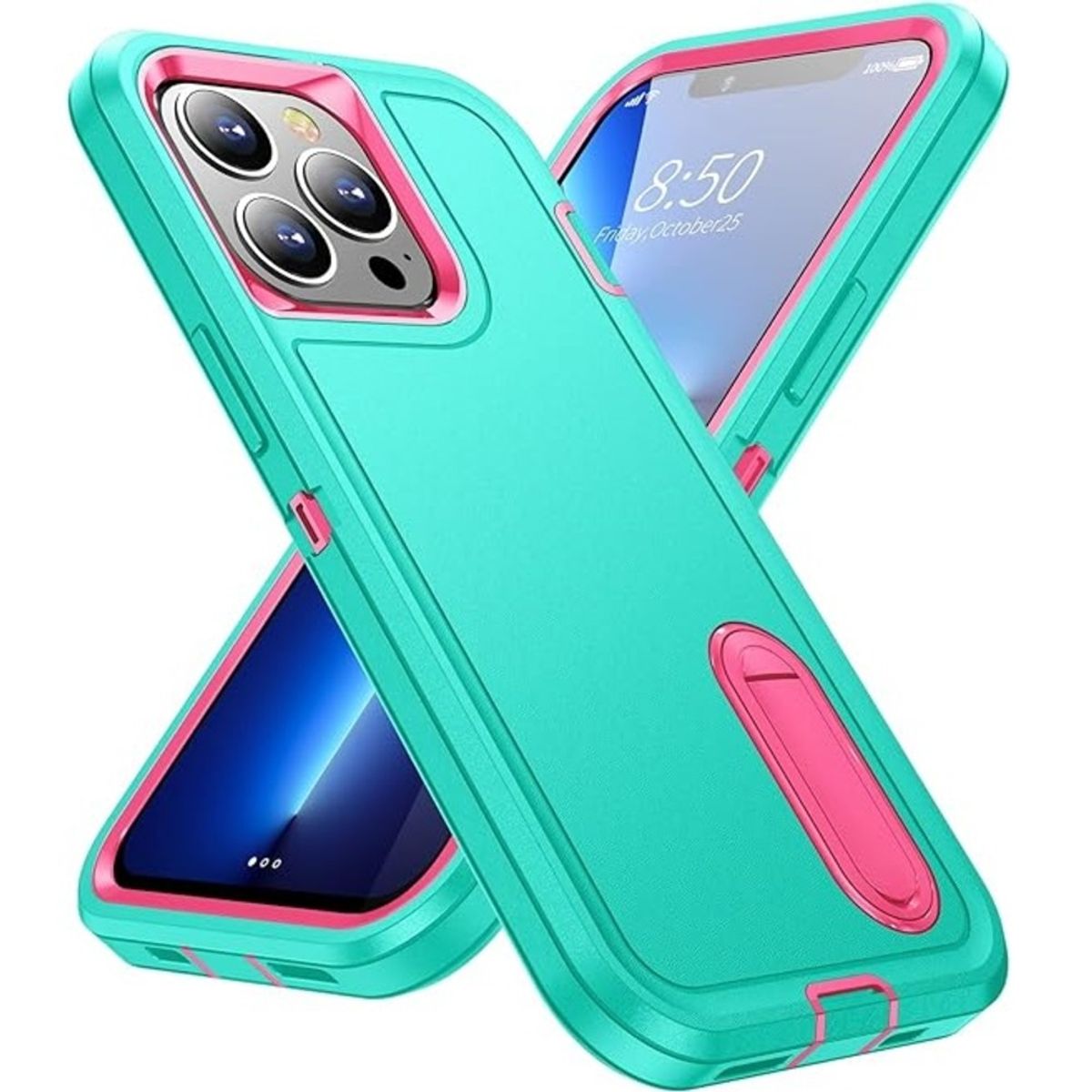 GENERICO - Funda para iPhone 16 Pro Max Adventure Extreme Celeste-Rosa