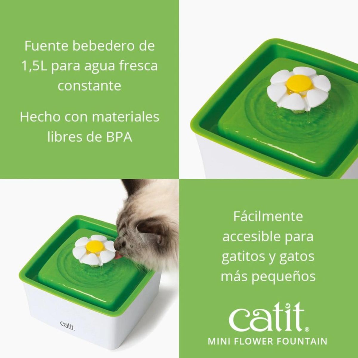 CATIT - Fuenta de Agua para Gatos Catit Mini Flower Fountain, 1,5L